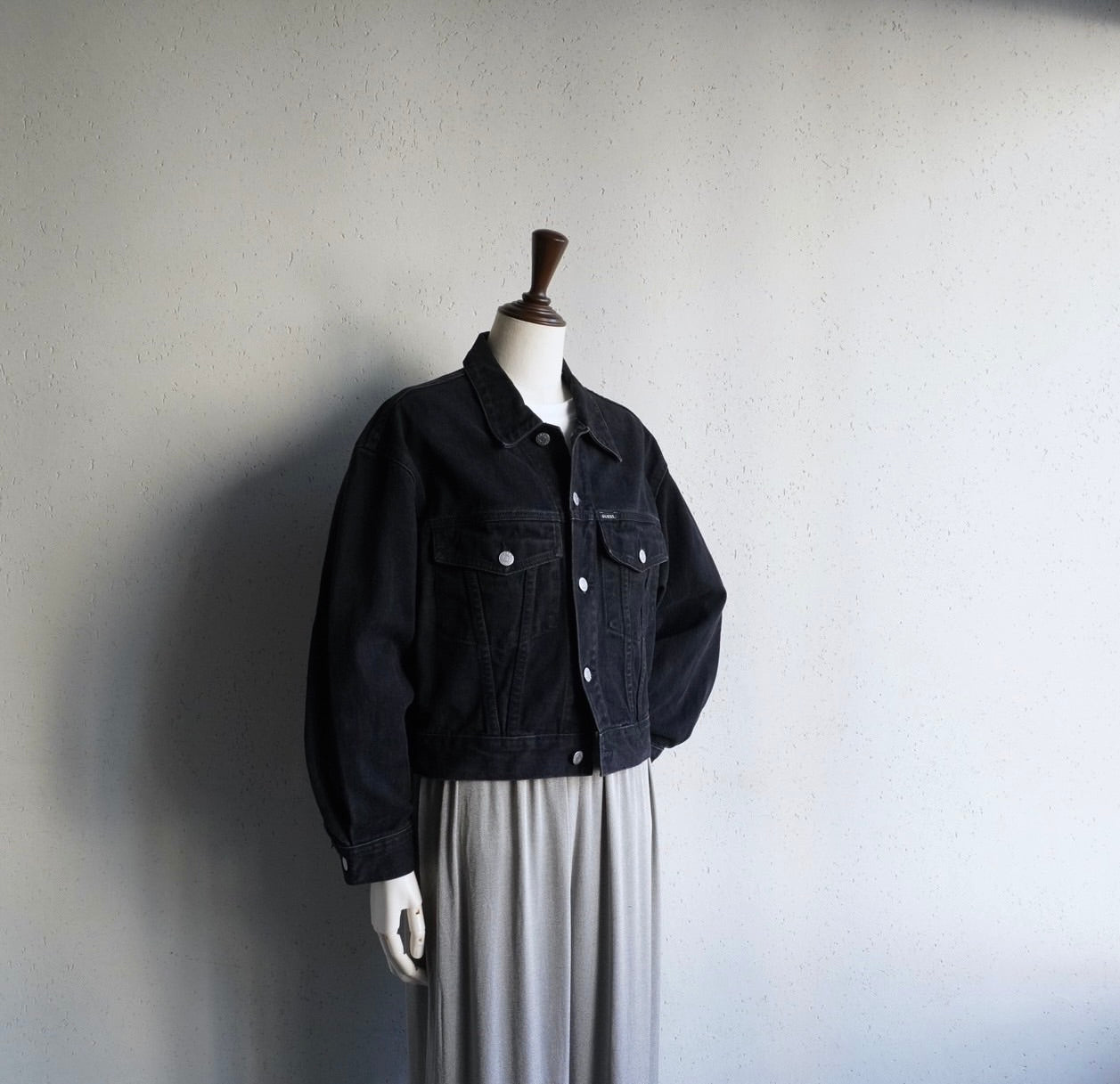 90s "GUESS" Black Denim Jacket Made in USA