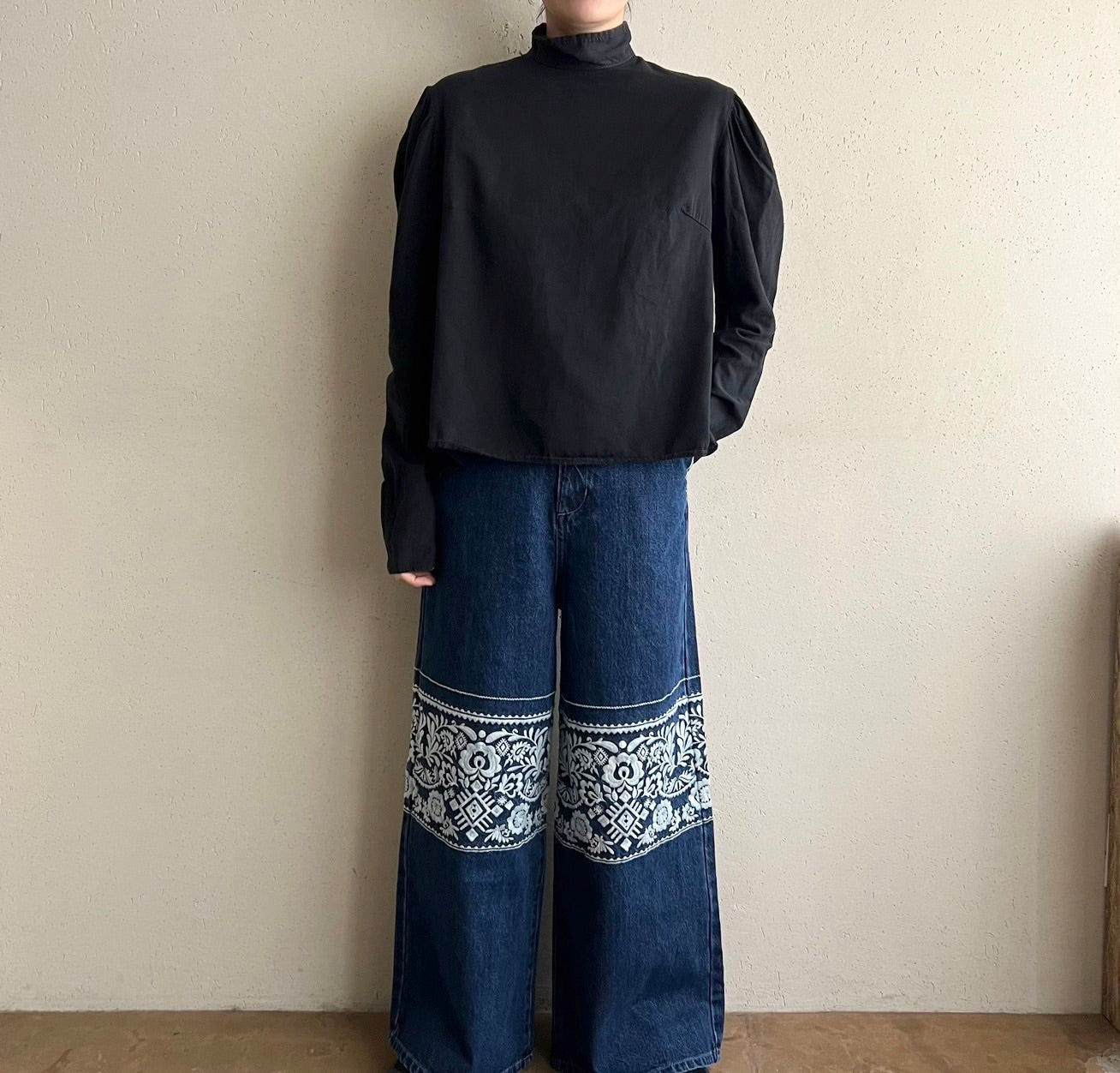 90s Black Blouse