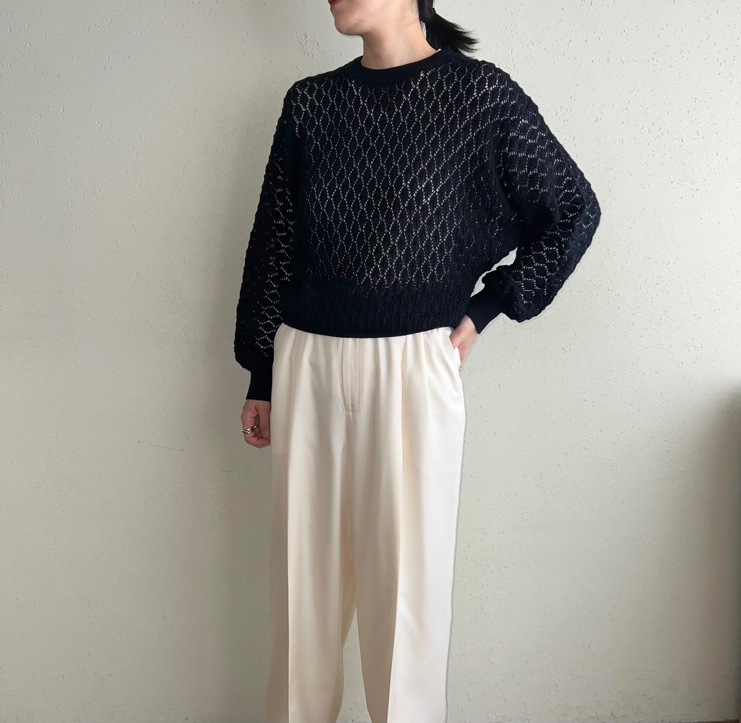 70s Crochet Knit Top Made in USA