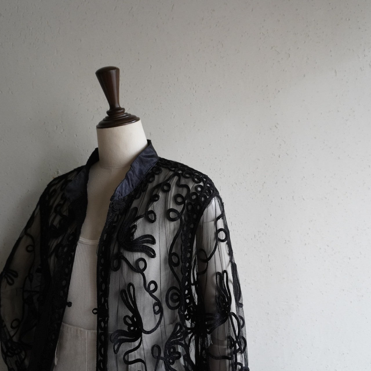 90s Black Cord Lace Blouse