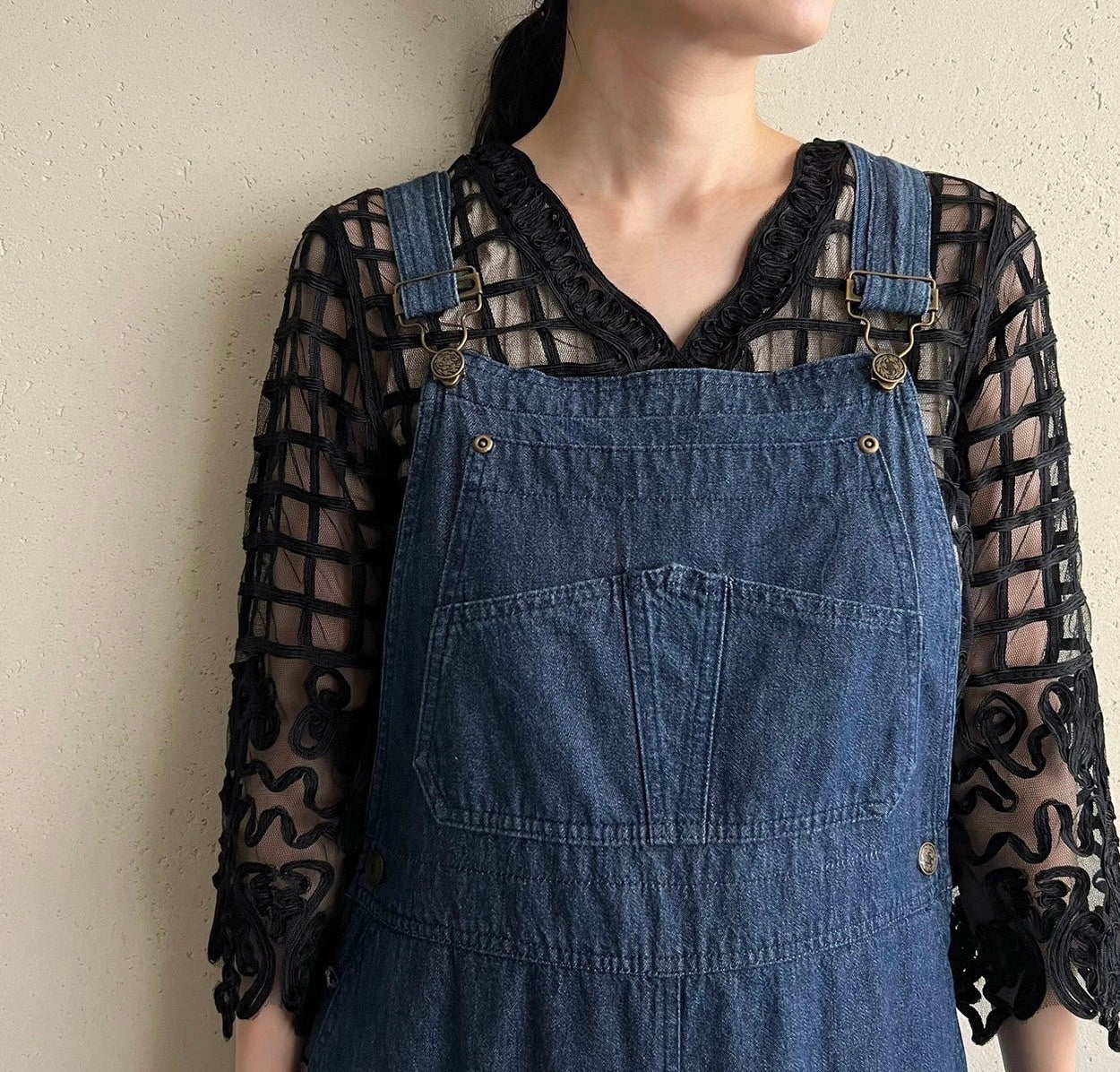 90s Denim Jumper Dress Made in USA