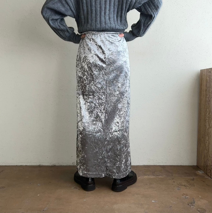 90s Velour Slit Skirt Made in USA