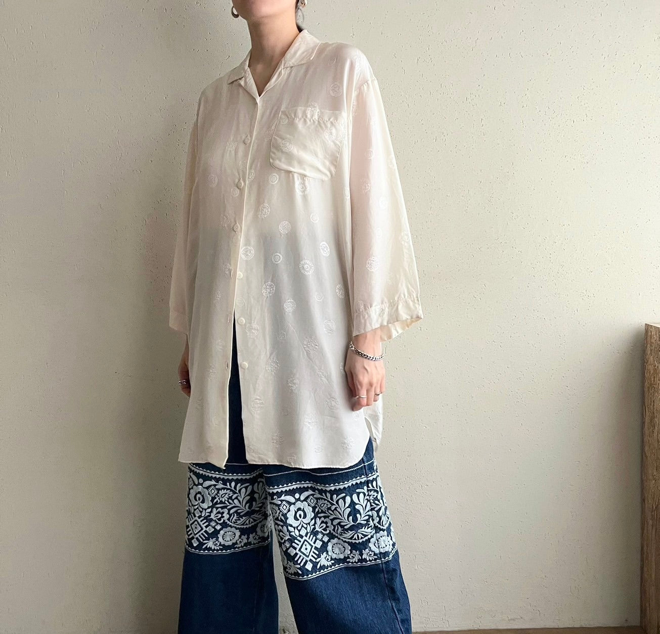 90s Silk Long Shirt