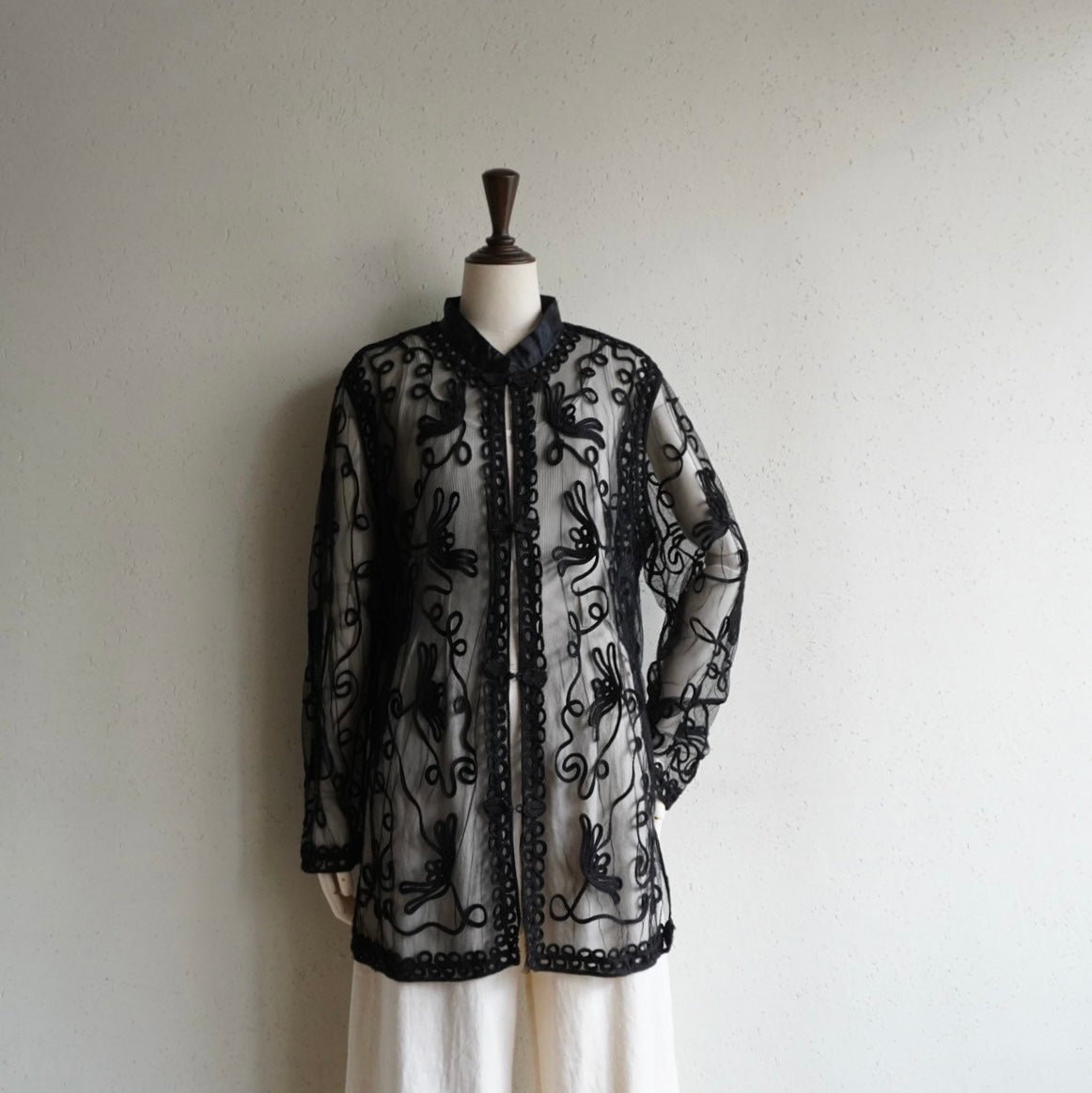 90s Black Cord Lace Blouse