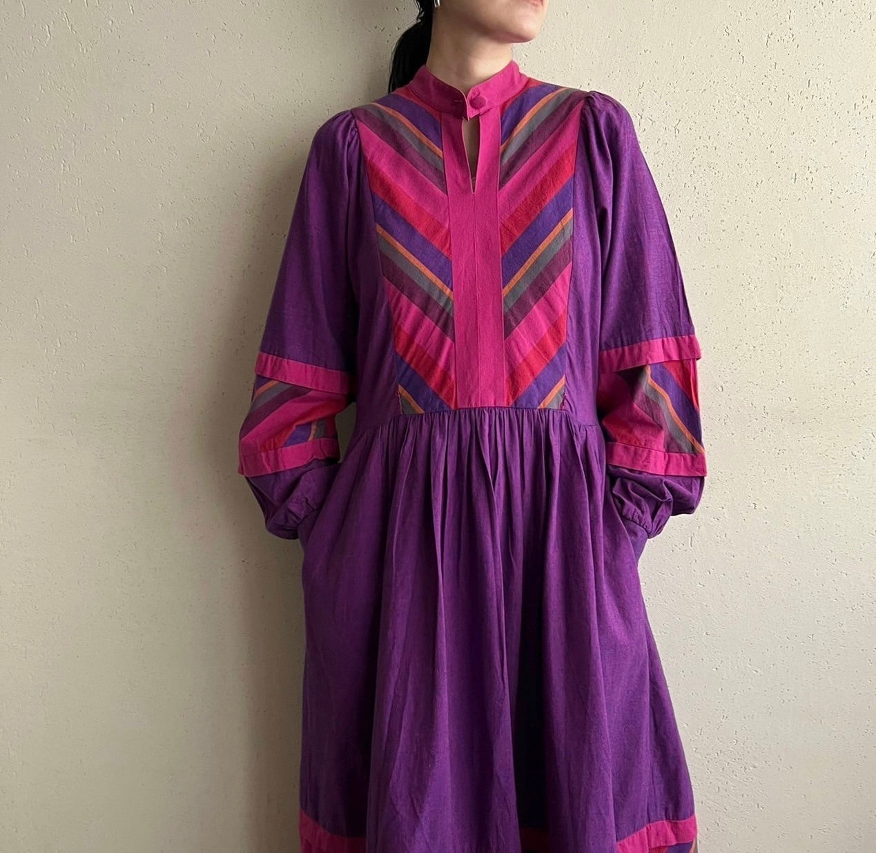 80s "Westfalenstoffe" fabric Dress Made in W.Germany