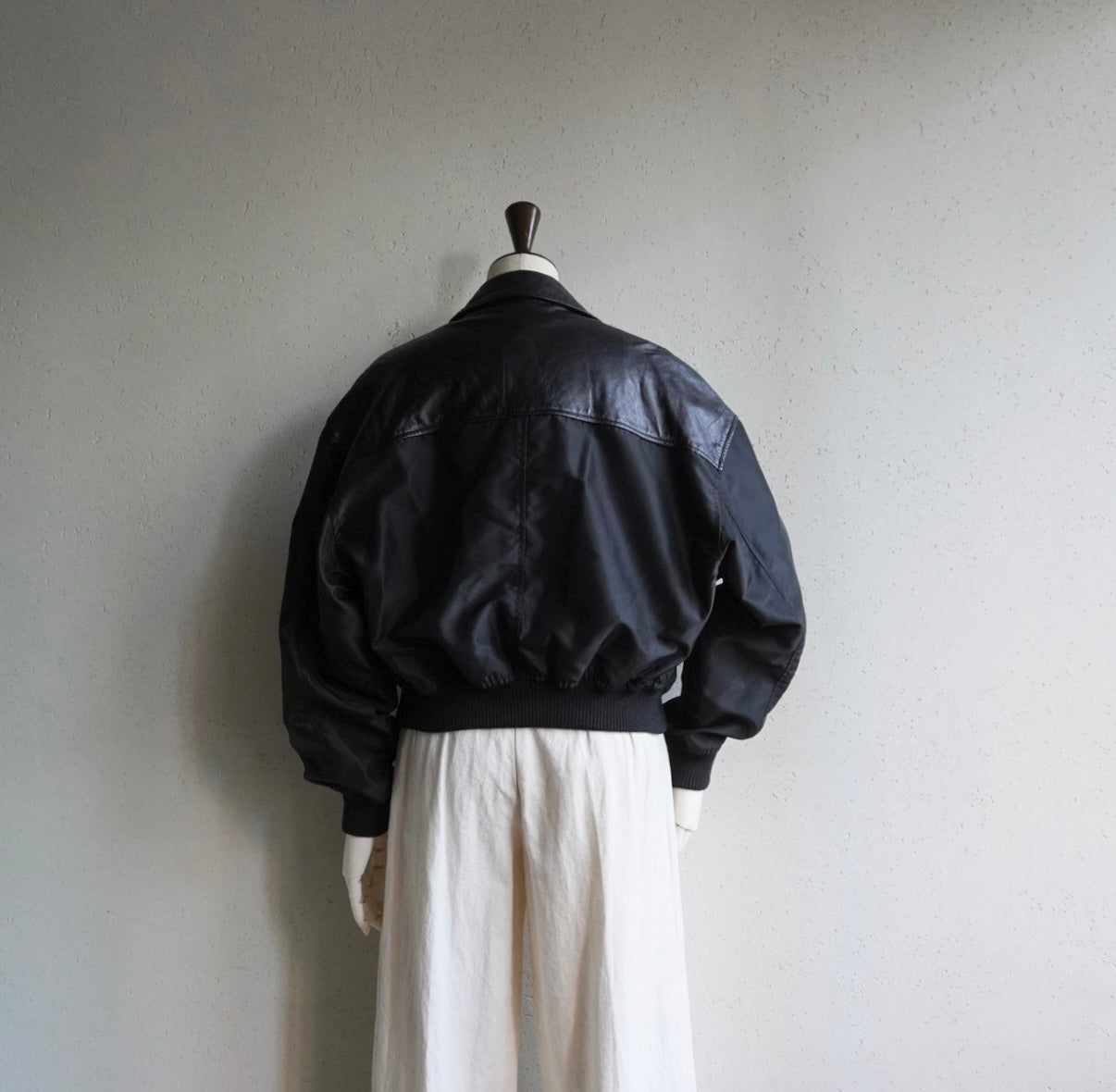 90s Nylon×Leather Jacket Made in USA