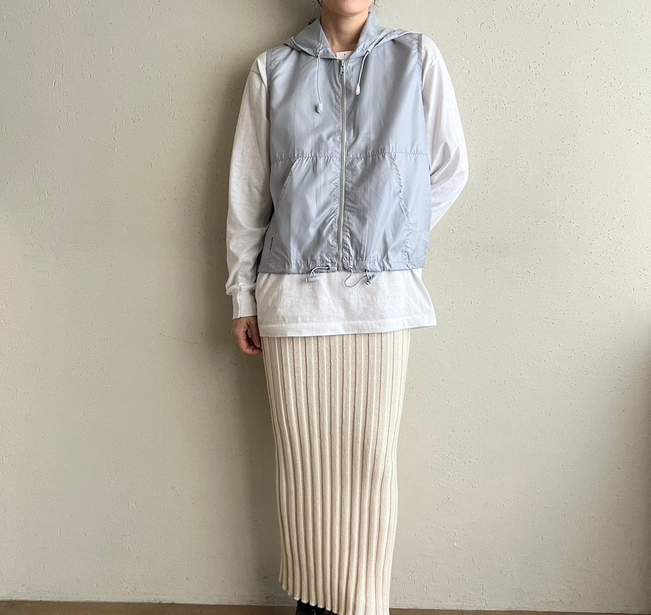 90s Light Blue Sleeveless Zipped Top Dead Stock