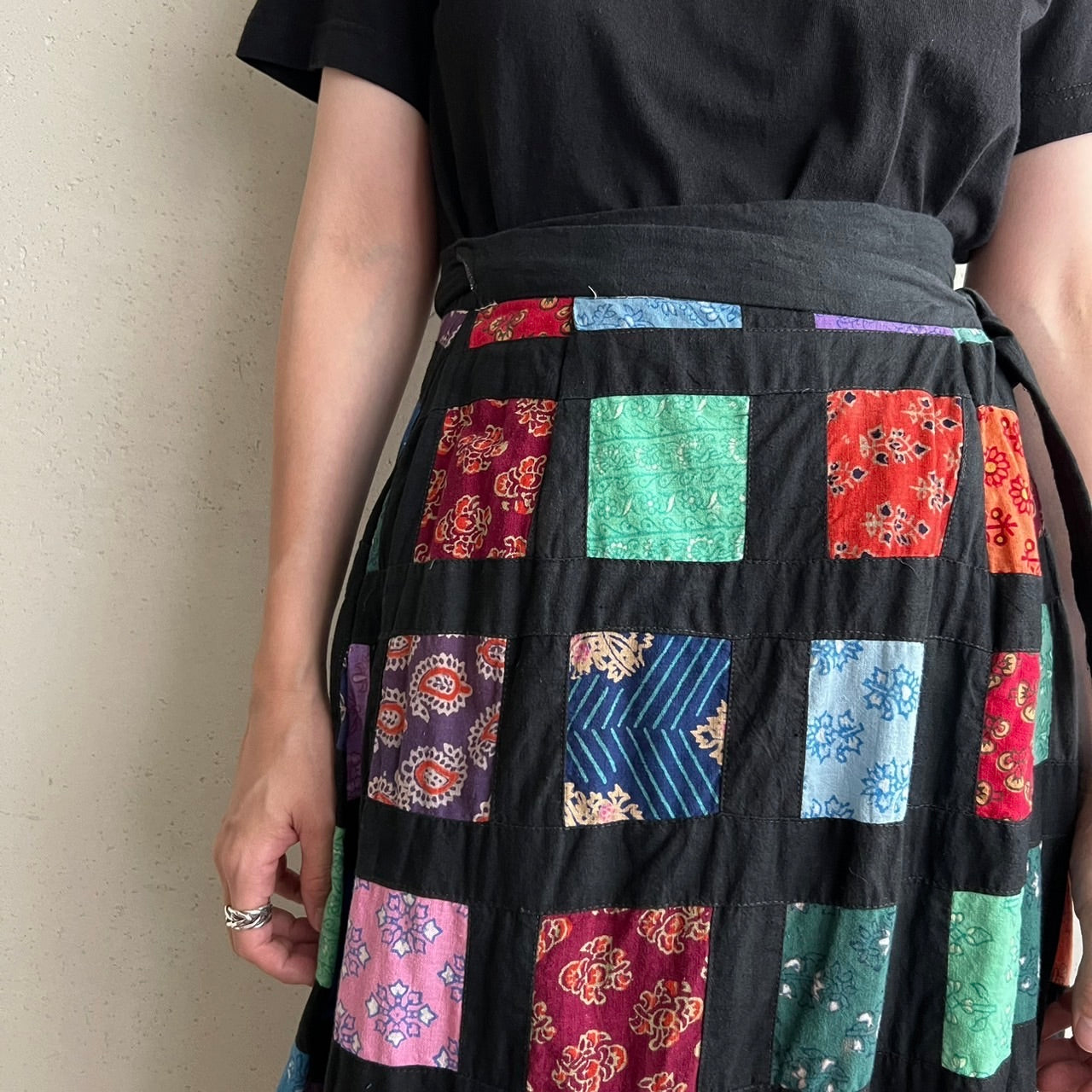 70s Patchwork Wrap Skirt