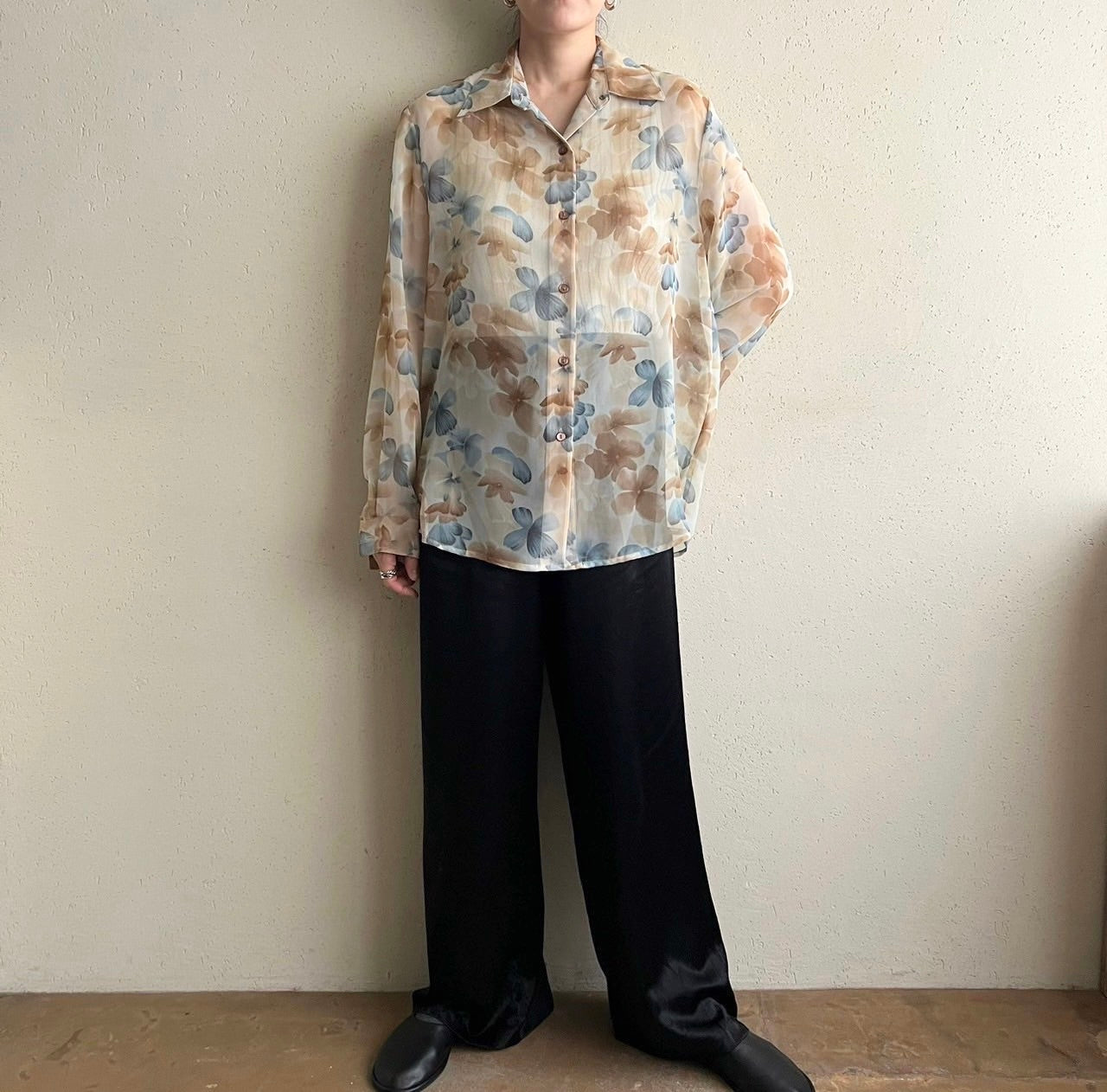 90s Printed Sheer Shirt