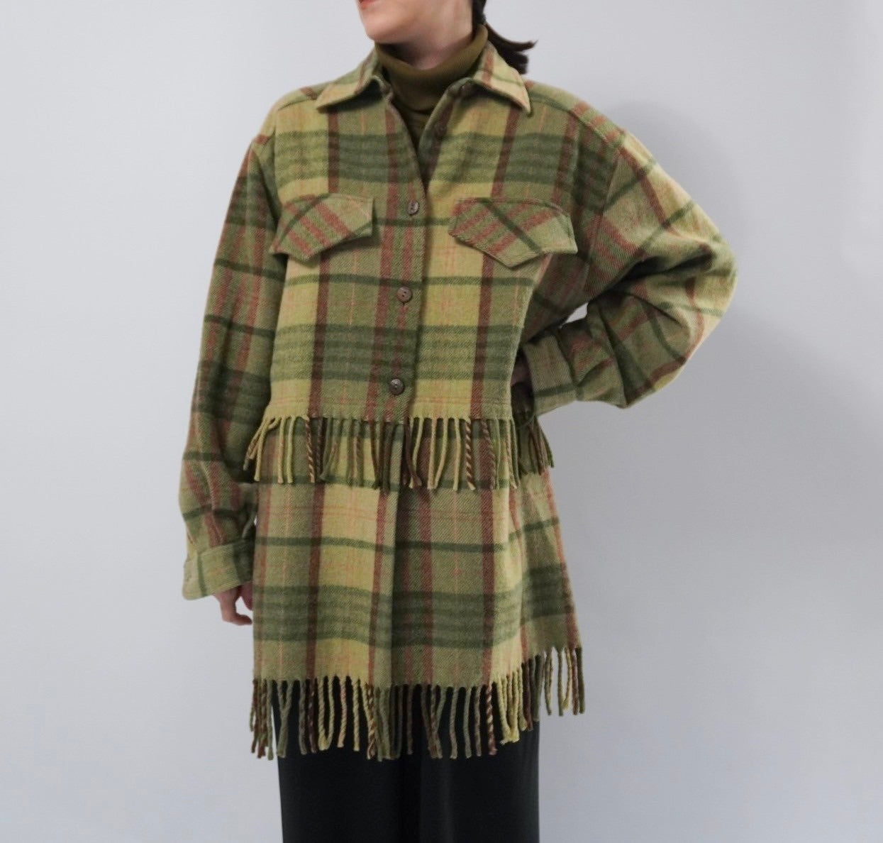 80s Plaid Fringe Design jacket Made in Italy