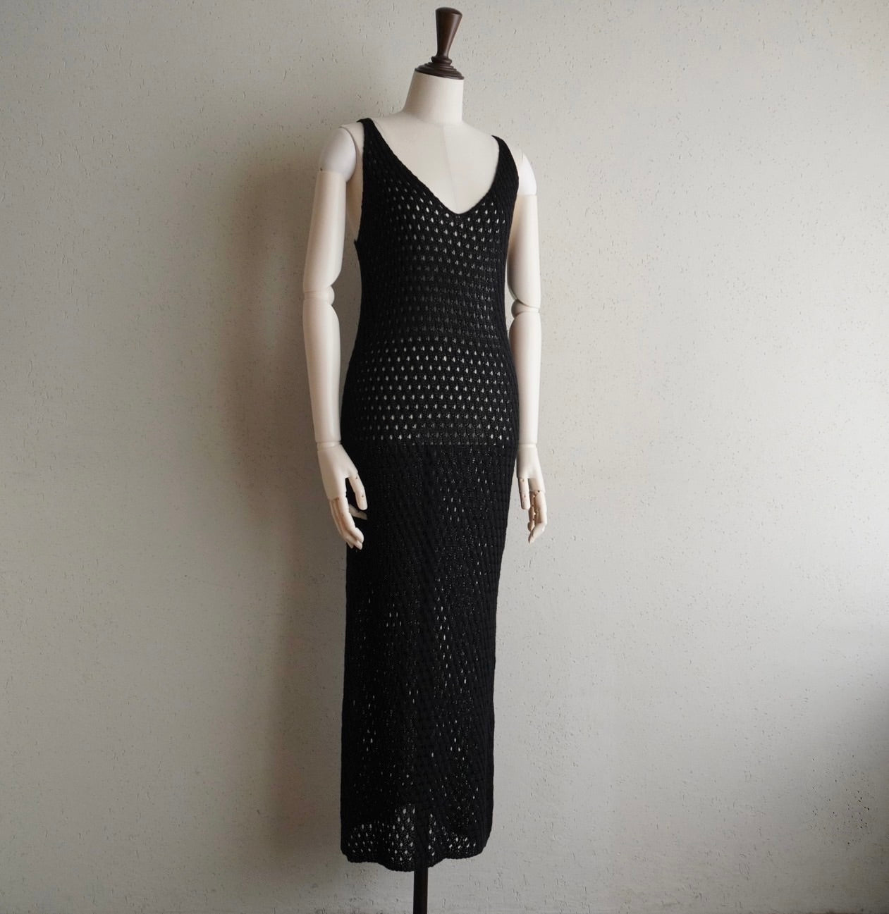 90s Black Crochet Dress Made in Italy
