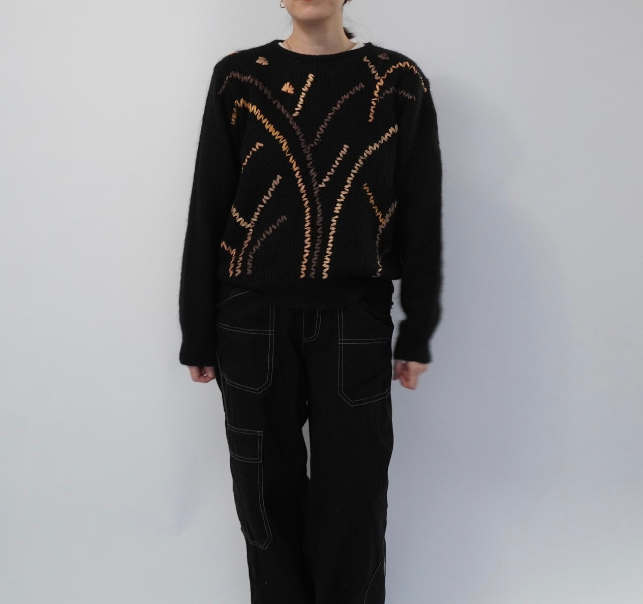 80s EURO Ribbon Design Mohair Knit