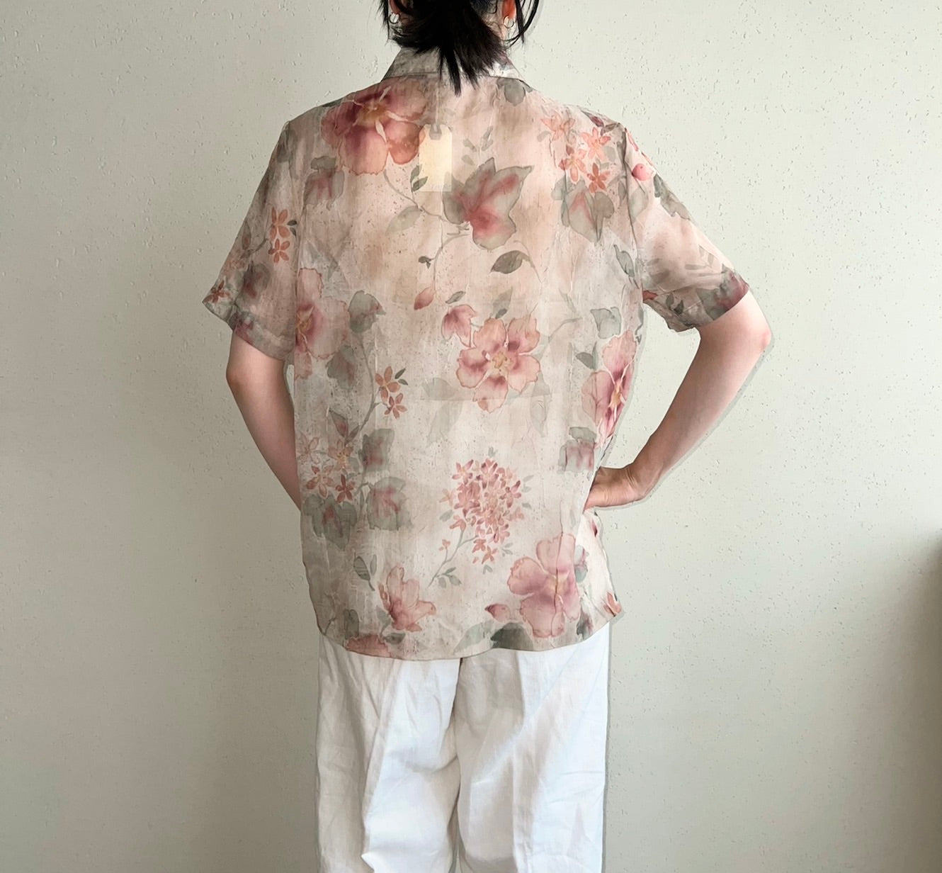 90s Sheer Pattern Printed Shirt Made in USA