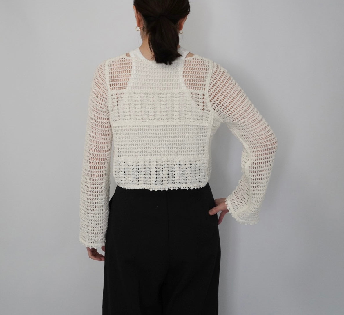 90s White Crochet Cardigan