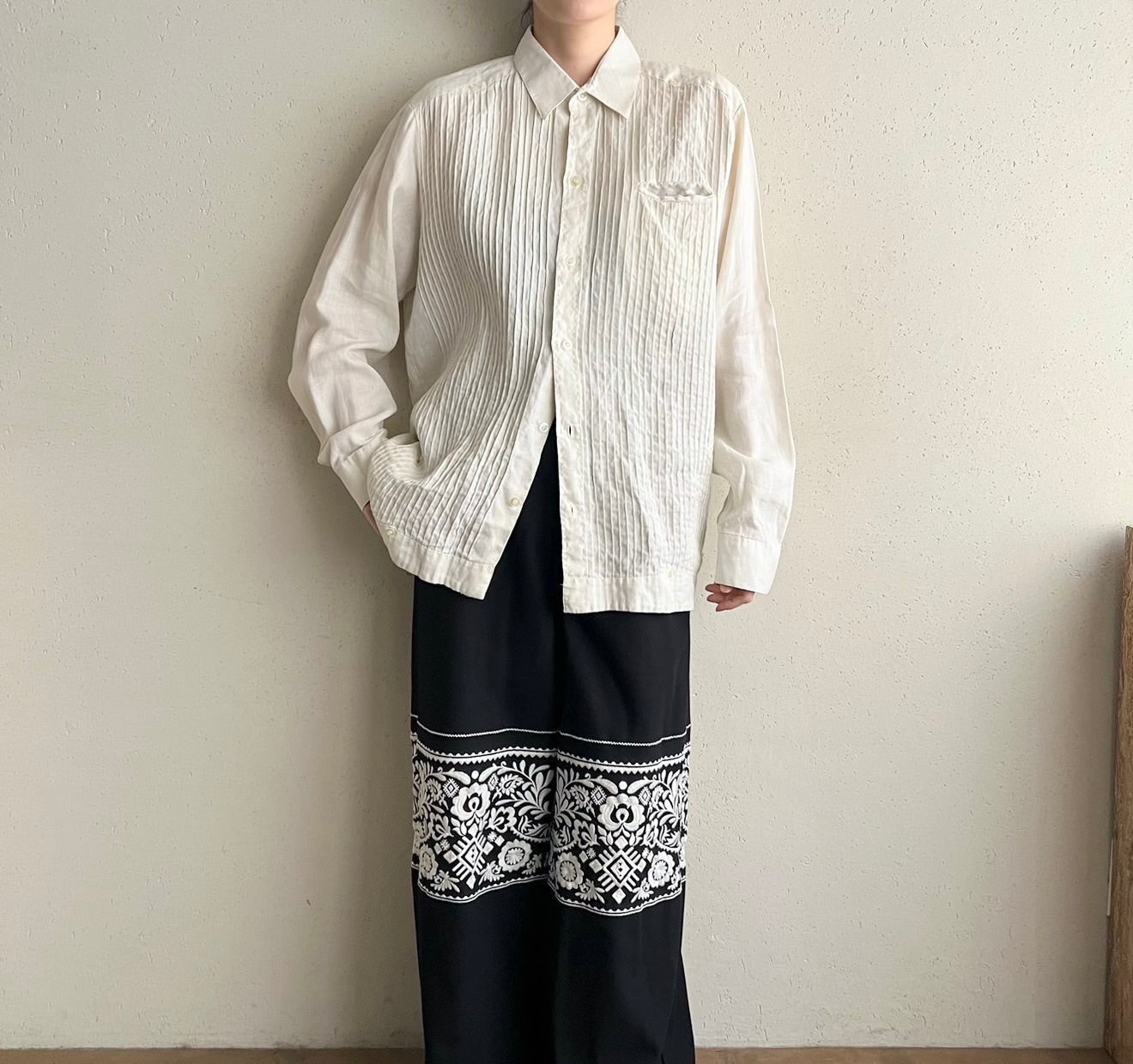 90s Pleated Design Shirt