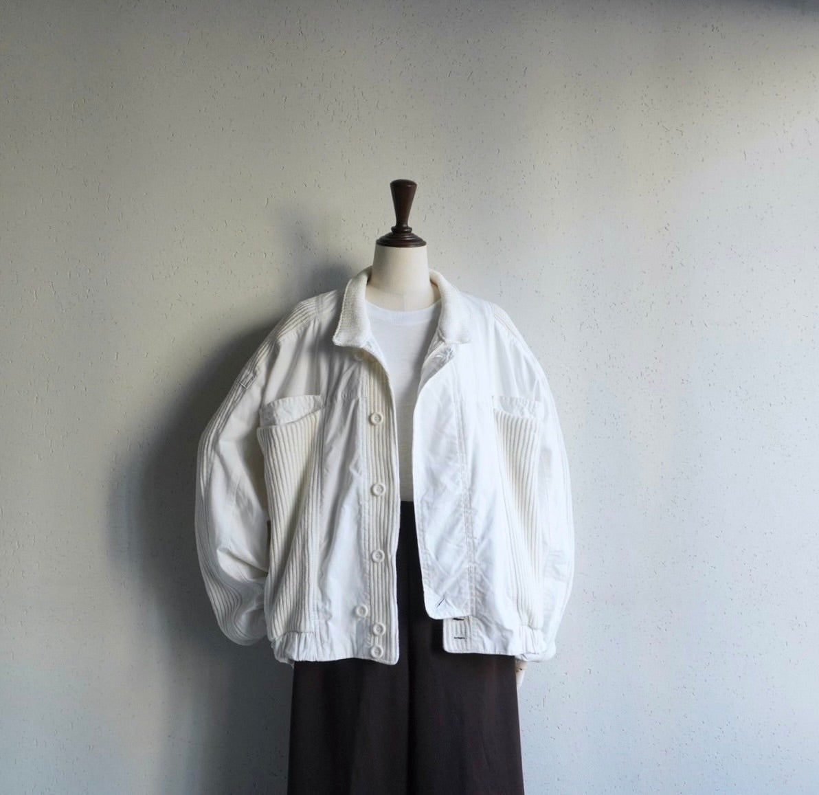 80s Ribbed Design Jacket Made in Italy