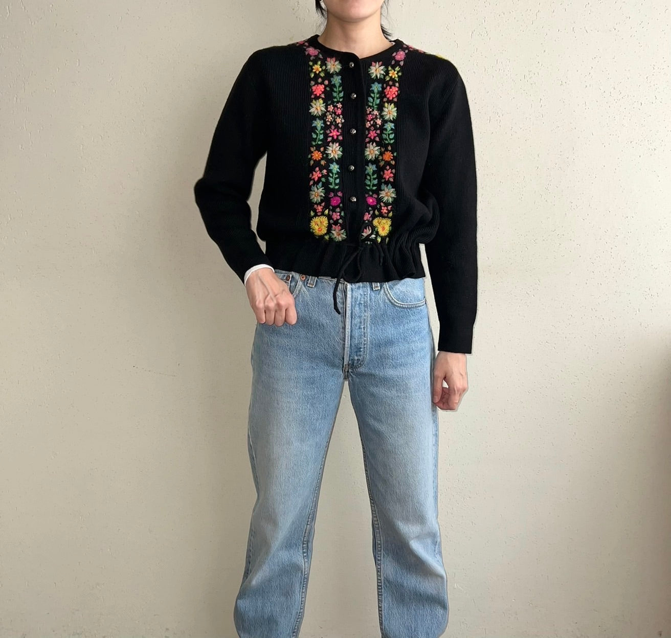 80s Embroidery Knit Cardigan