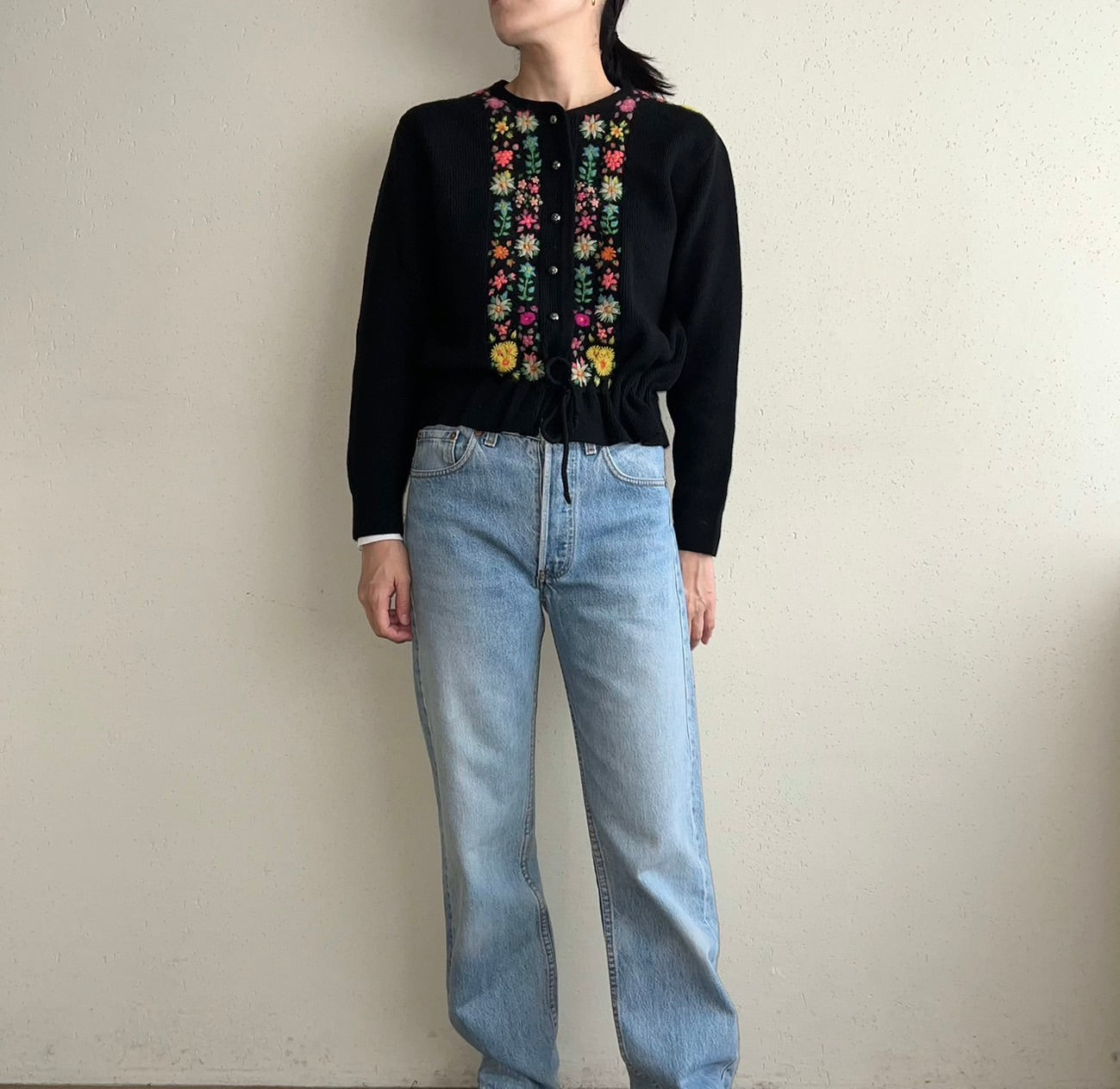 80s Embroidery Knit Cardigan