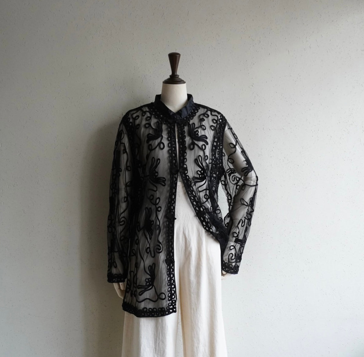 90s Black Cord Lace Blouse