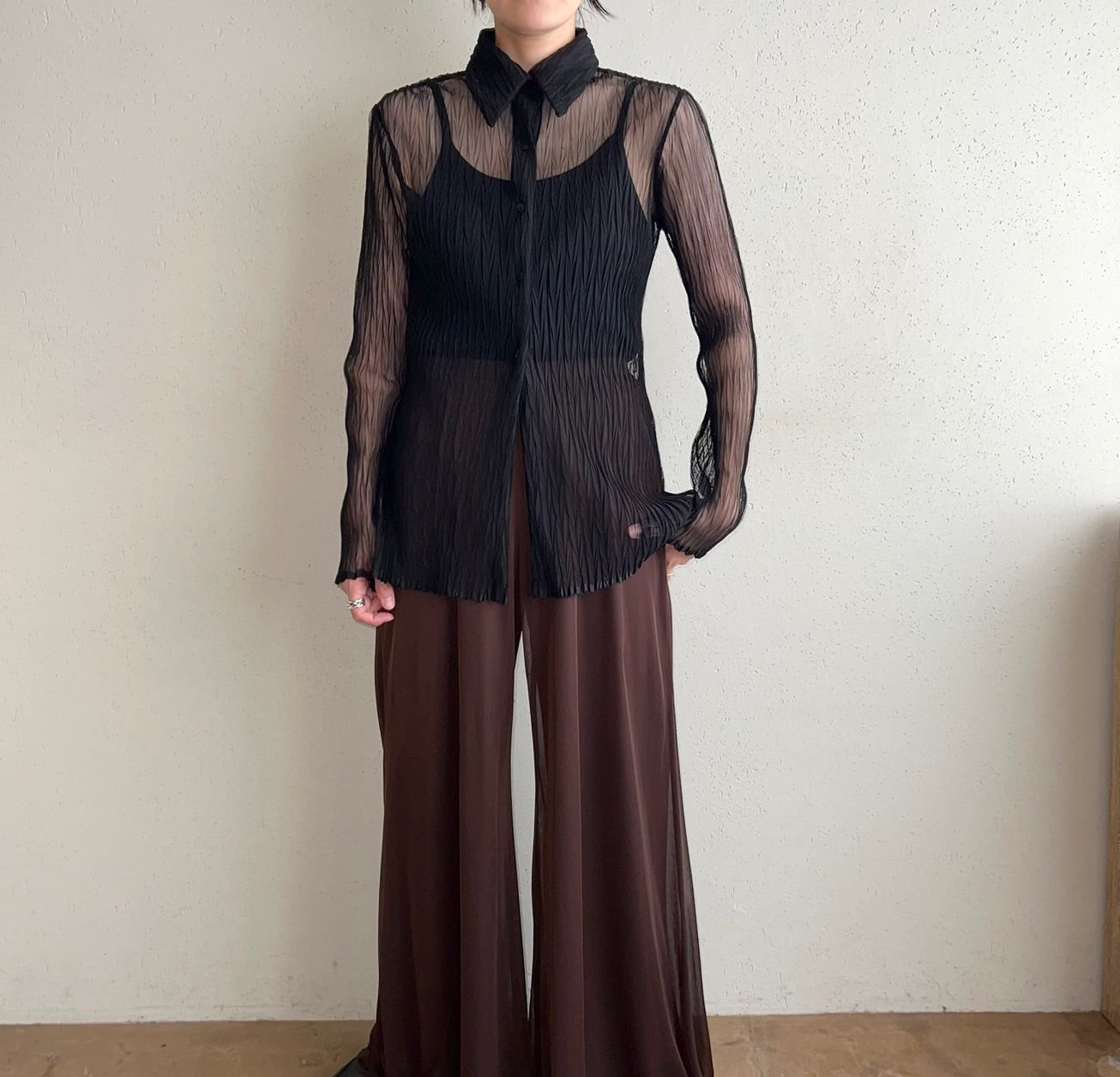 90s Black Sheer Shirt