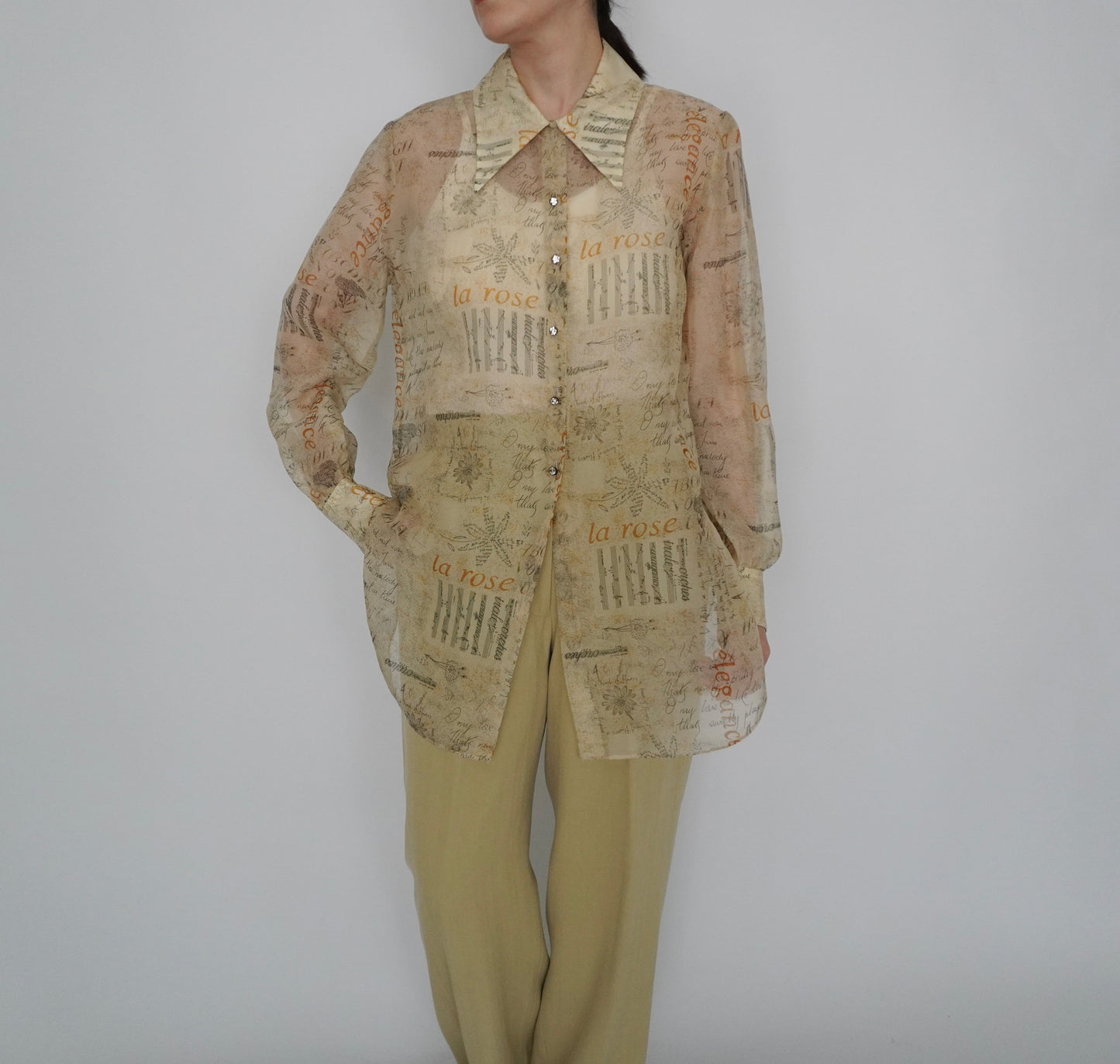 90s Sheer Printed Shirt