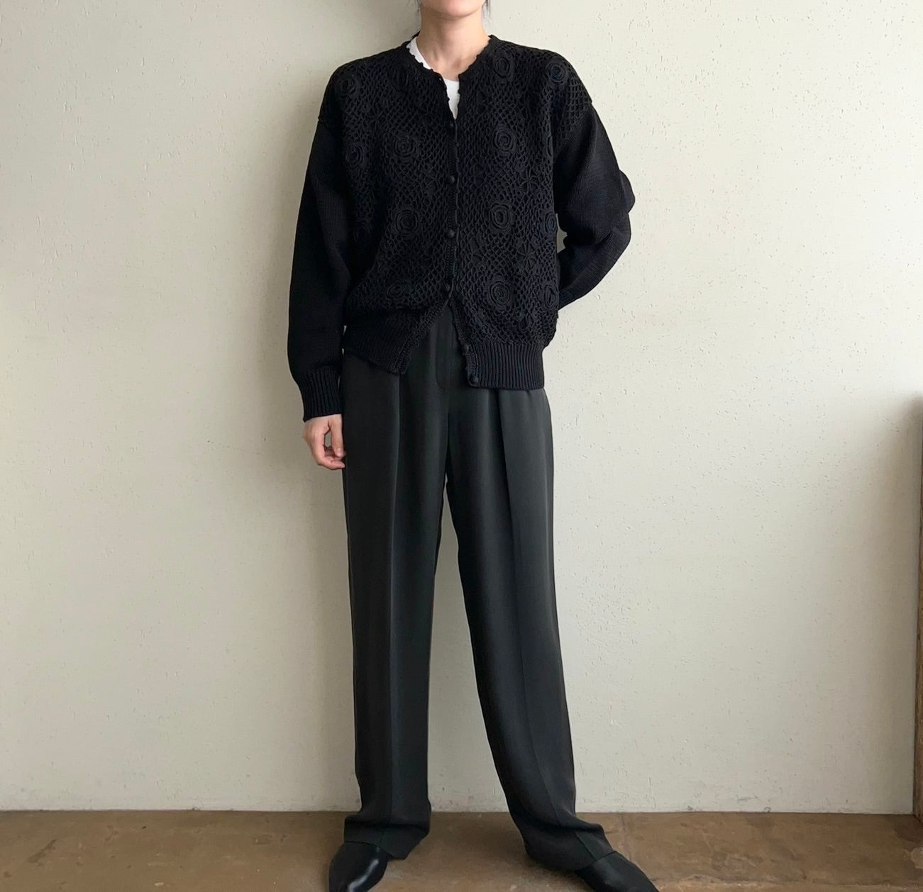 90s Cotton Design Knit Cardigan