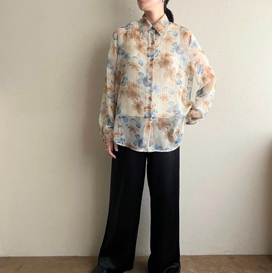 90s Printed Sheer Shirt