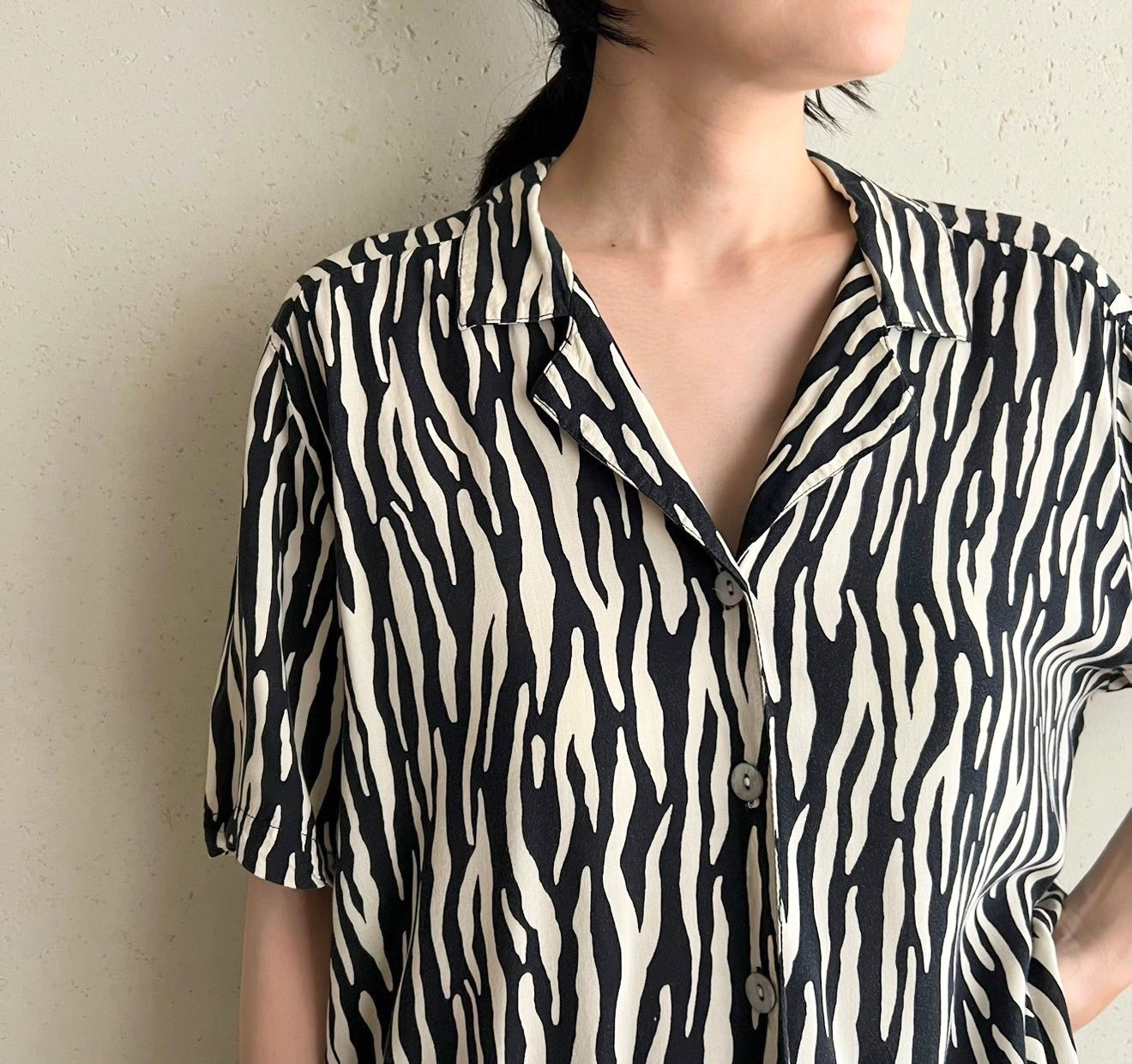 90s Rayon Pattern Printed Shirt