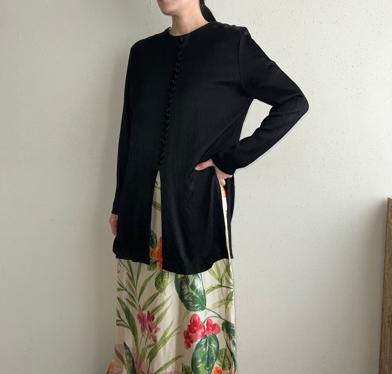 90s Black Design Blouse
