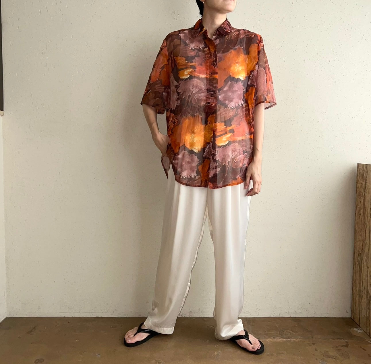 90s Printed Sheer Shirt