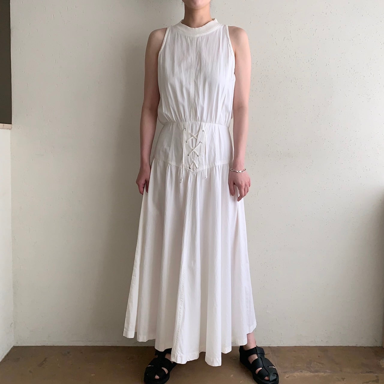 80s Lace Up Design Dress Made in USA