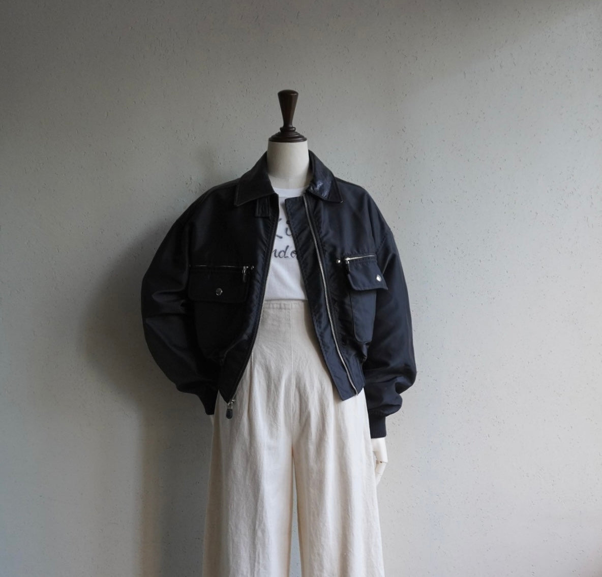 90s Nylon×Leather Jacket Made in USA