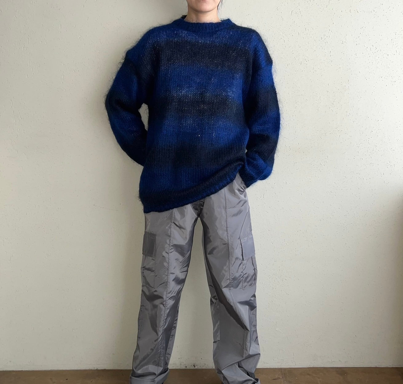 90s Black x Blue Mohair Knit