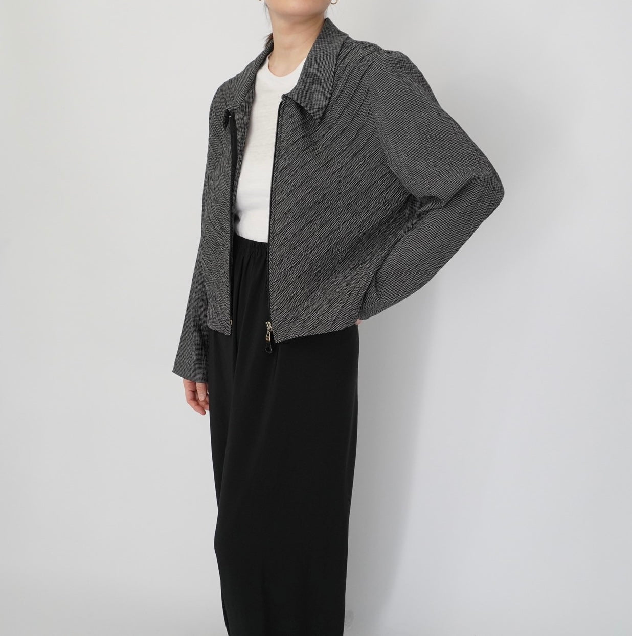 90s Pleat Zip Shirt,Jacket