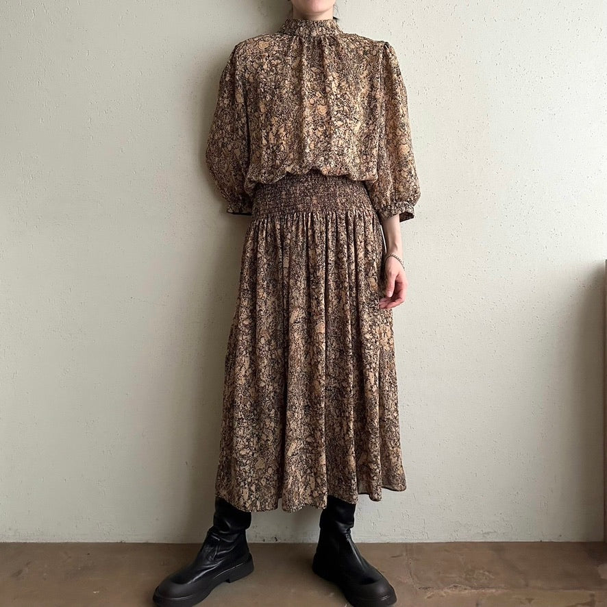 80s Printed Dress Made in USA
