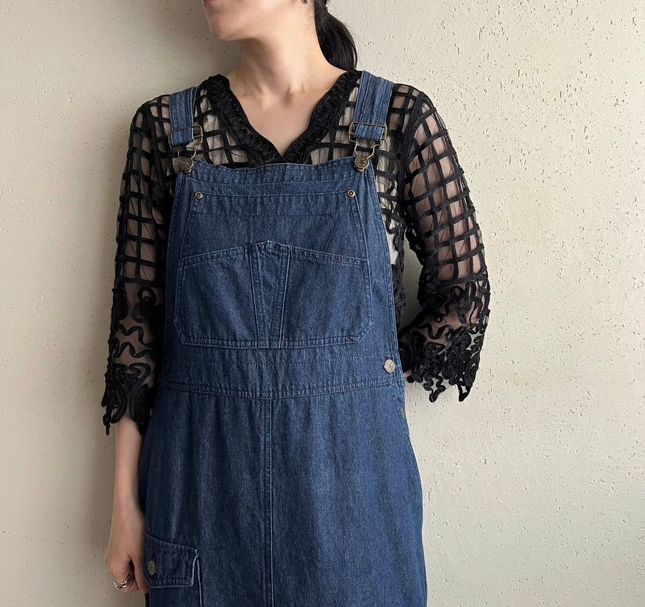 90s Denim Jumper Dress Made in USA