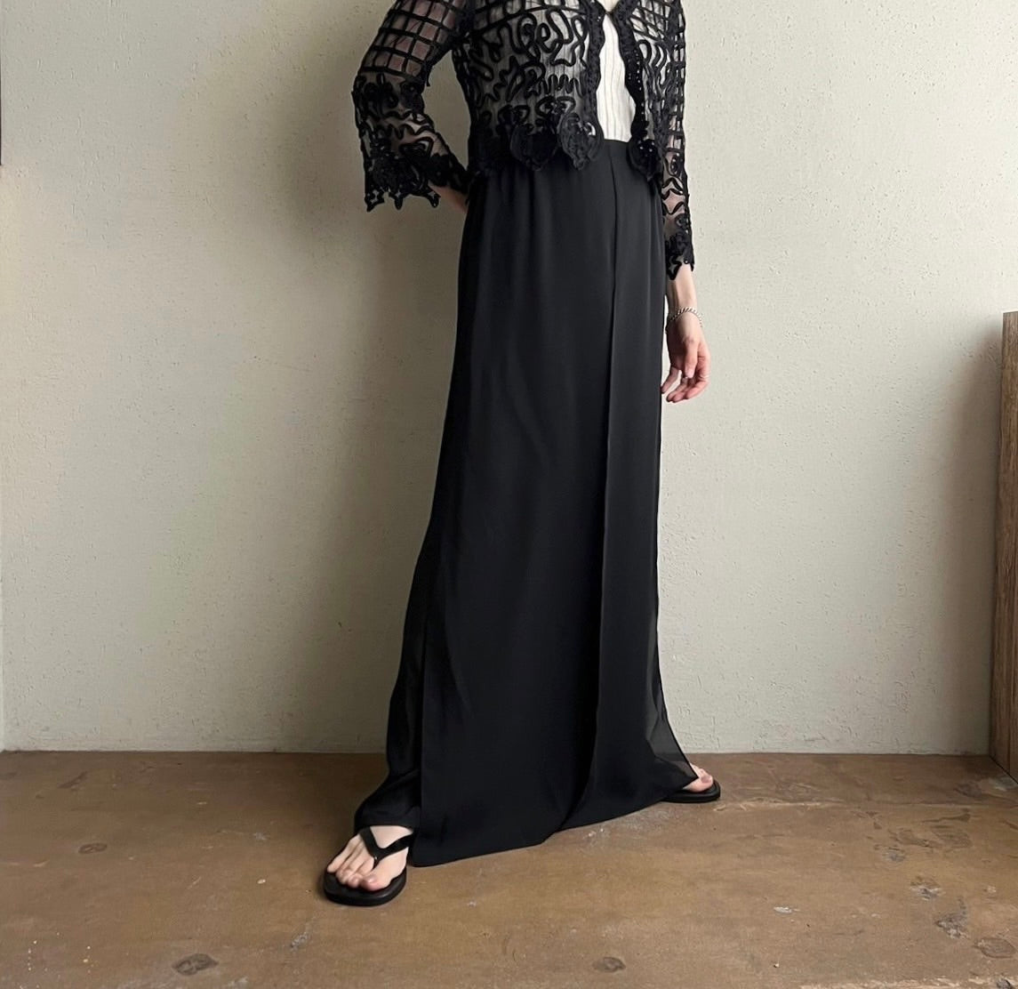 90s Slit Design Wide Pants