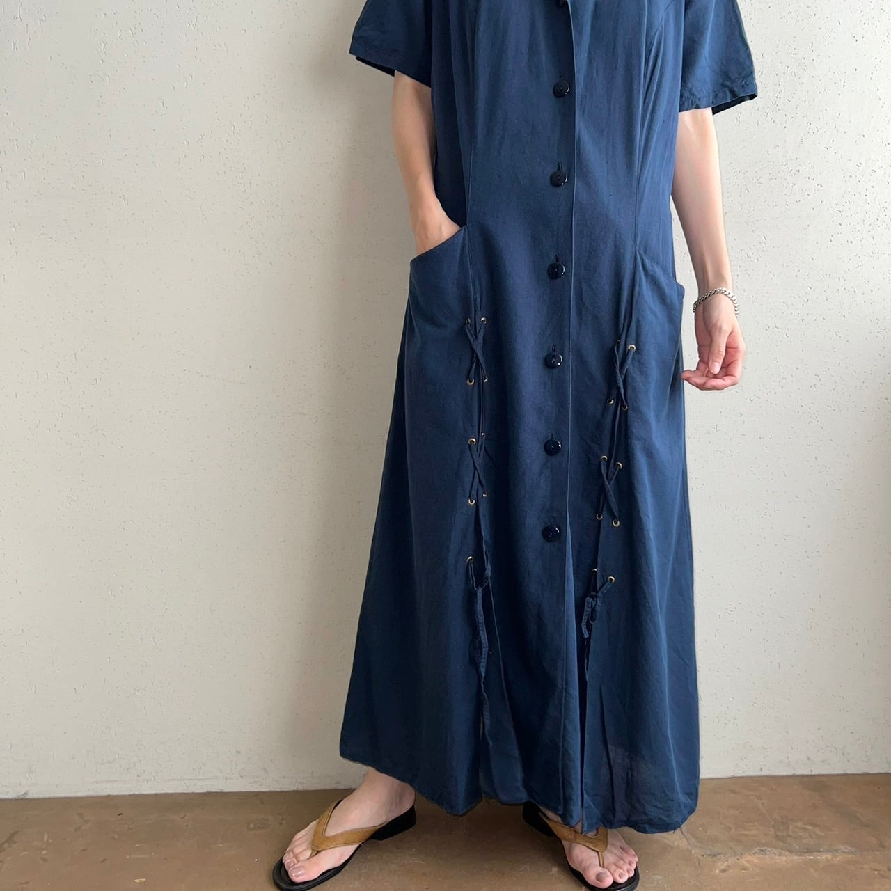 90s Lace up Dress Made in Italy