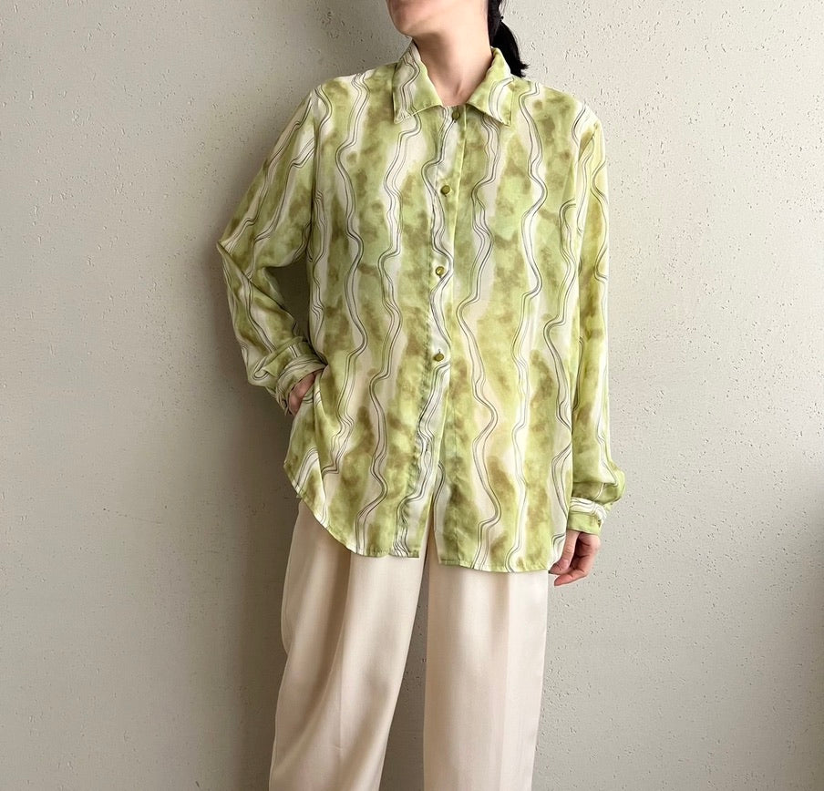 90s EURO Sheer Printed Shirt