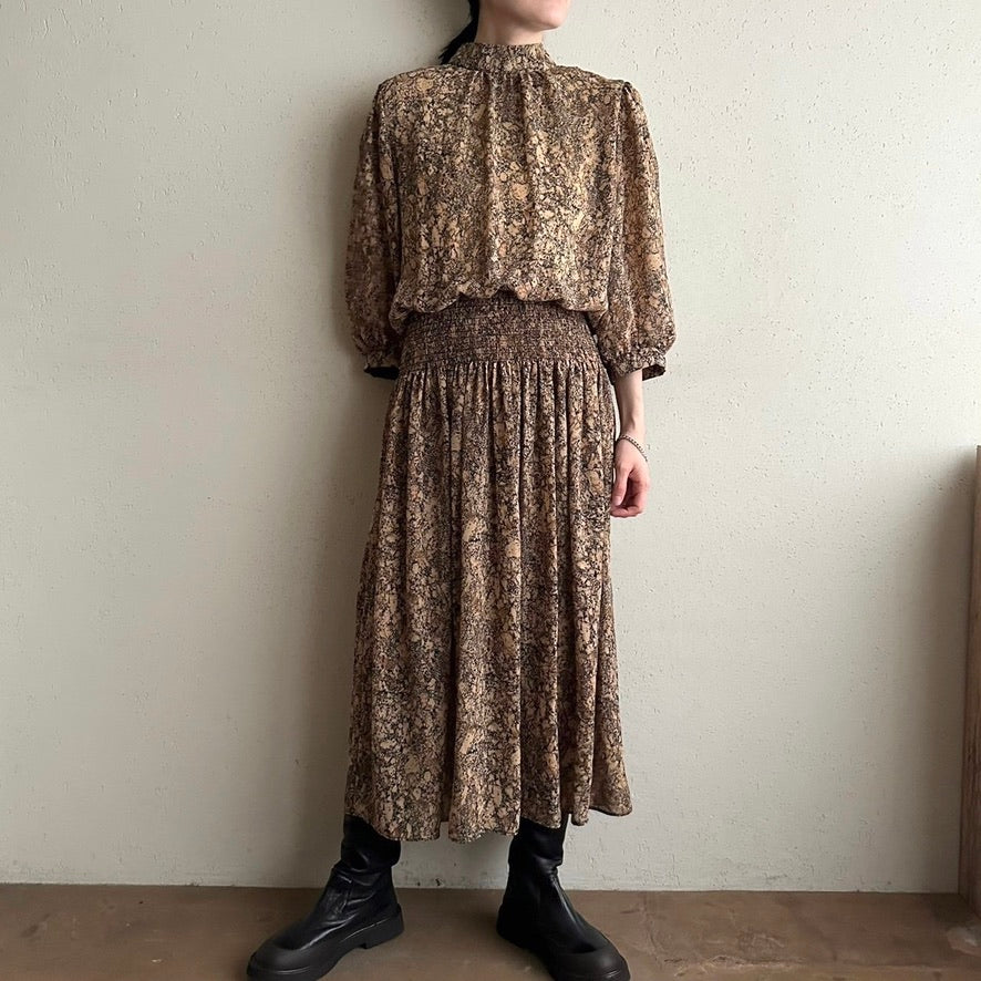 80s Printed Dress Made in USA