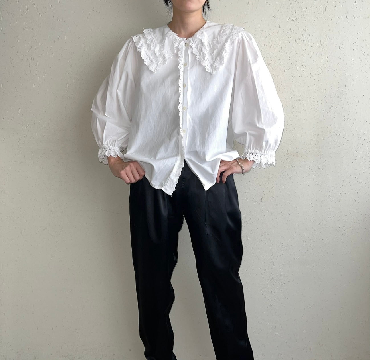90s Cotton Lace Blouse Made in Austria