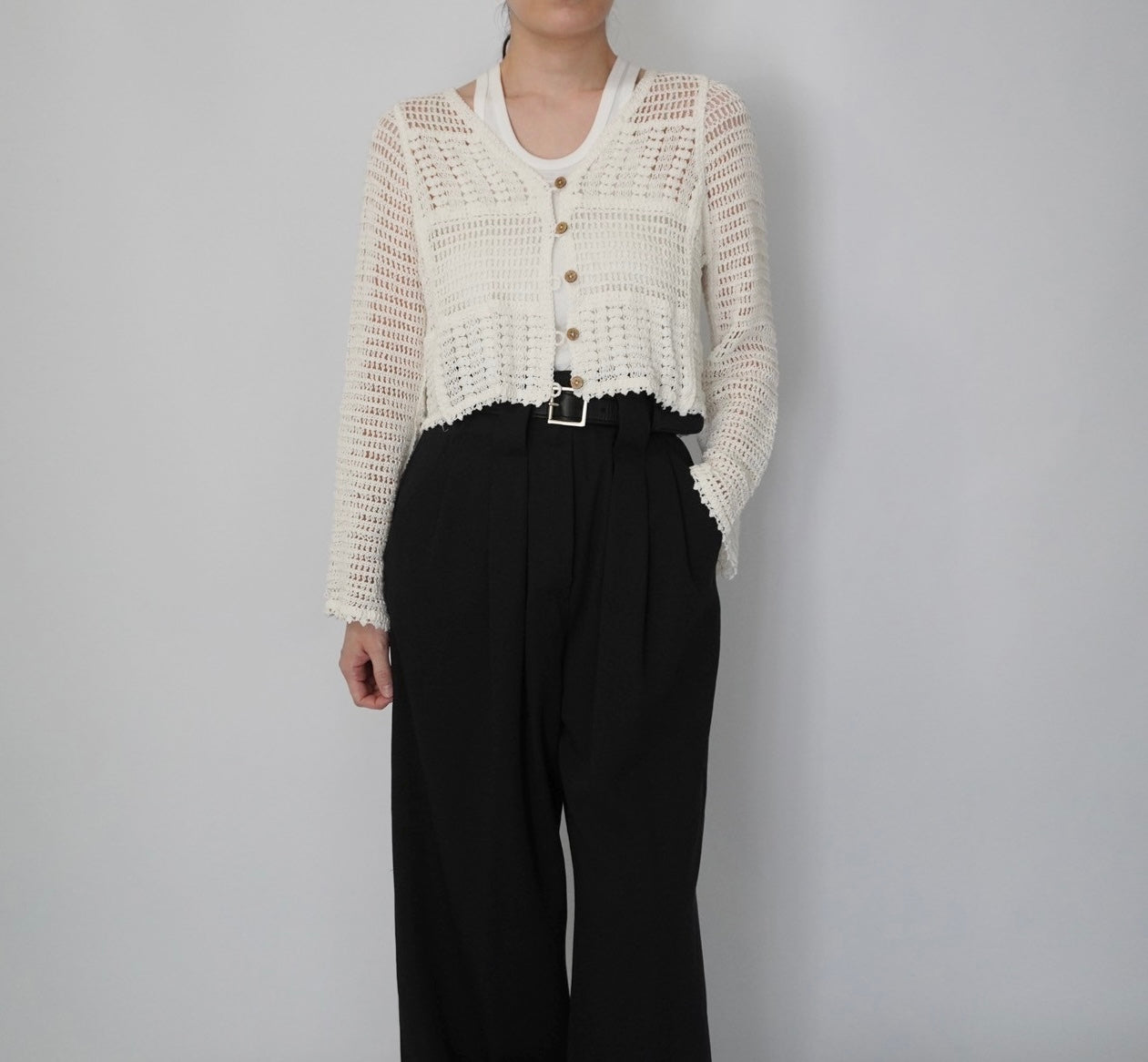 90s White Crochet Cardigan