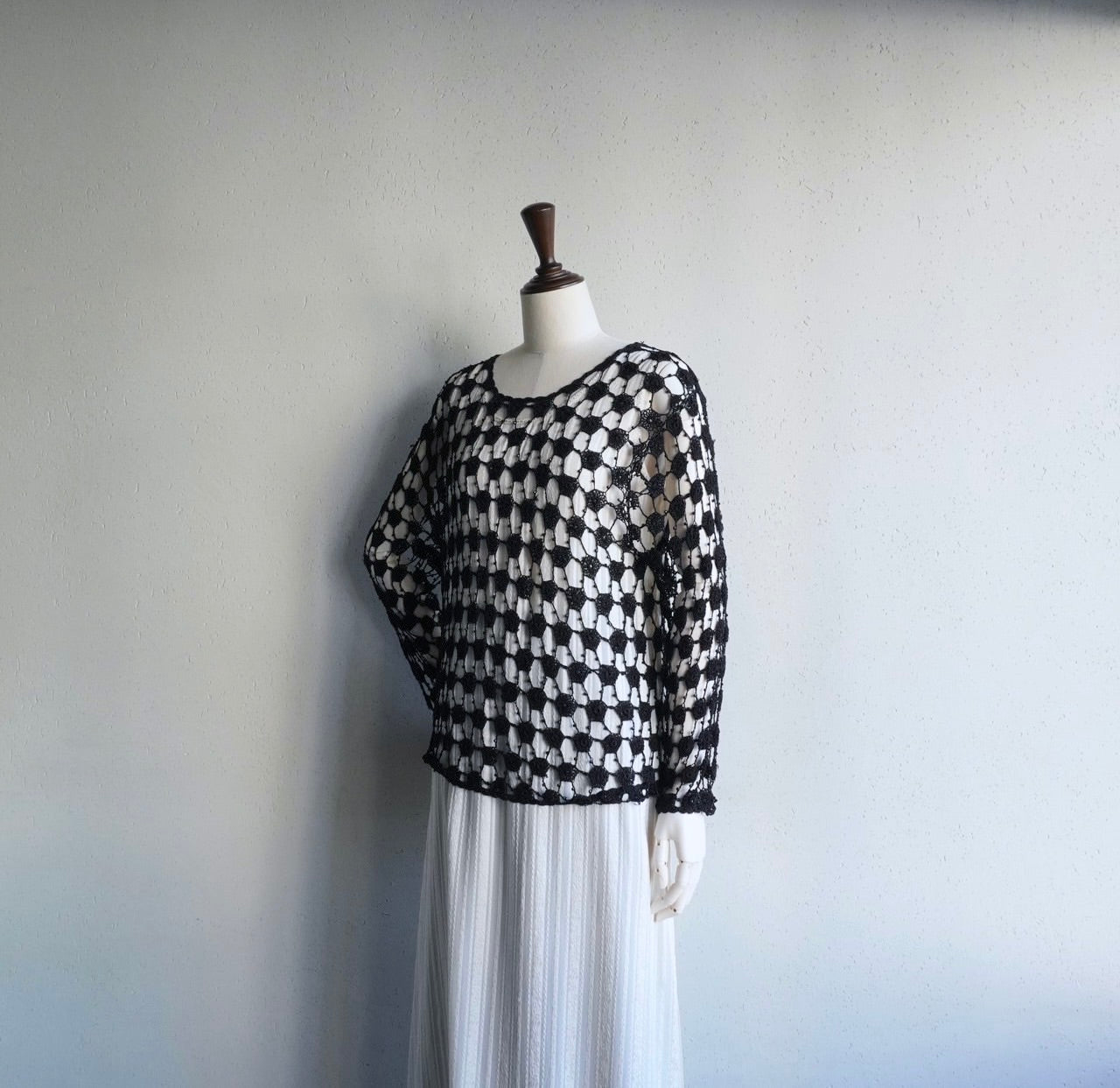 80s Black Crochet Top