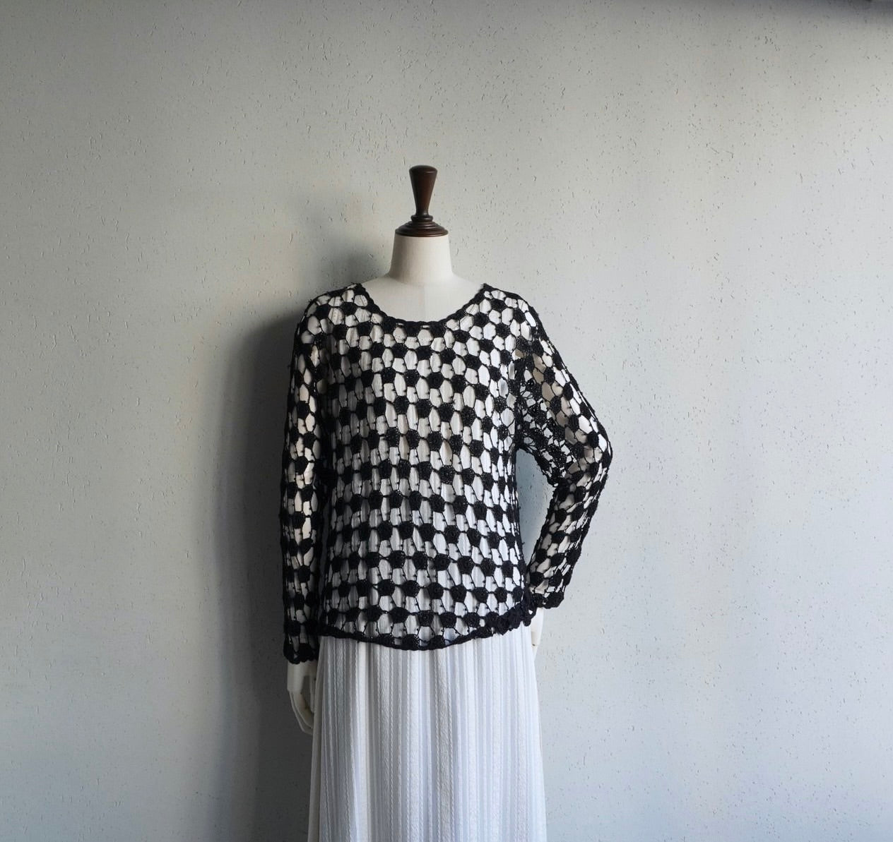 80s Black Crochet Top