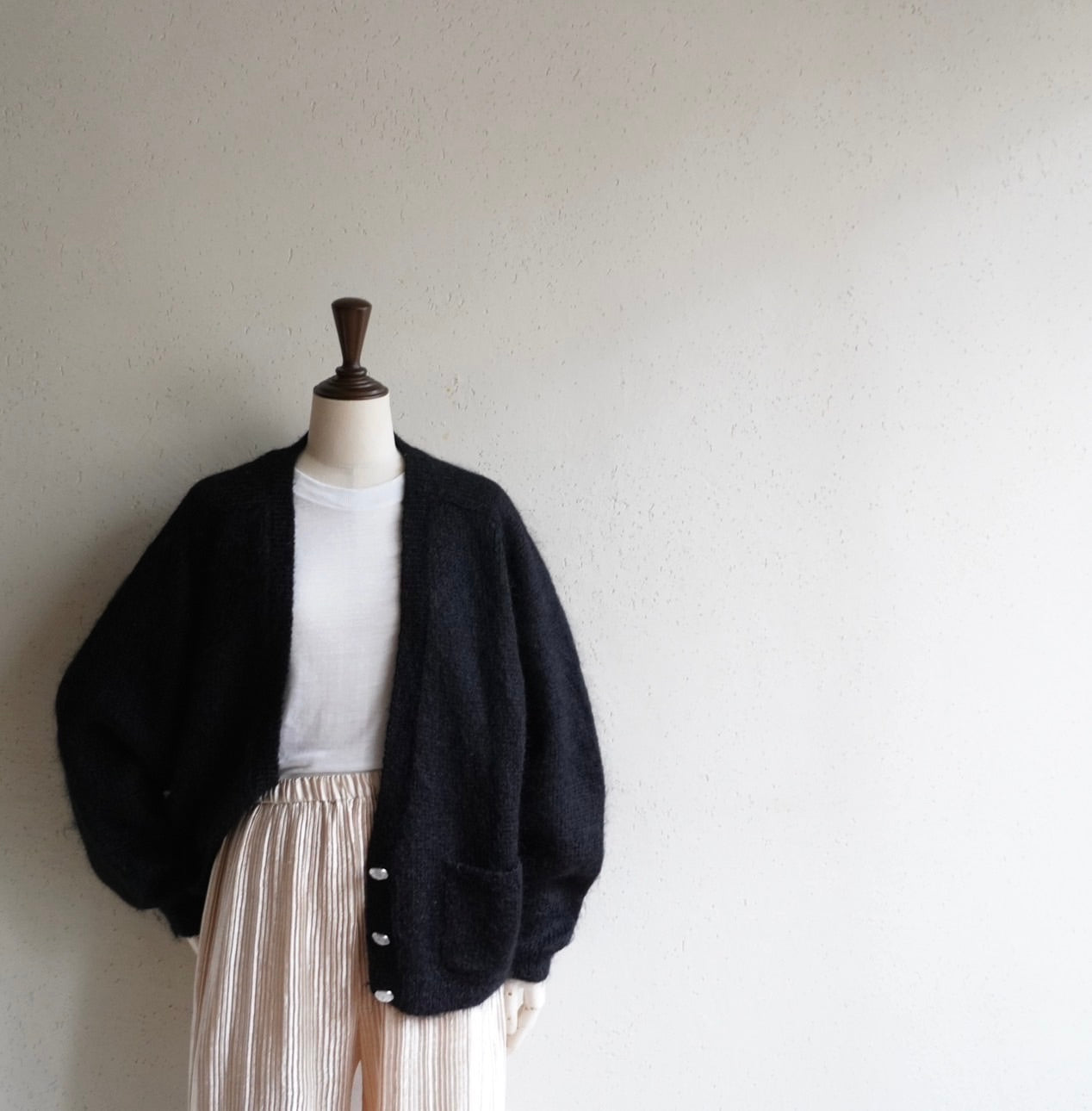 90s Black Mohair Knit Cardigan