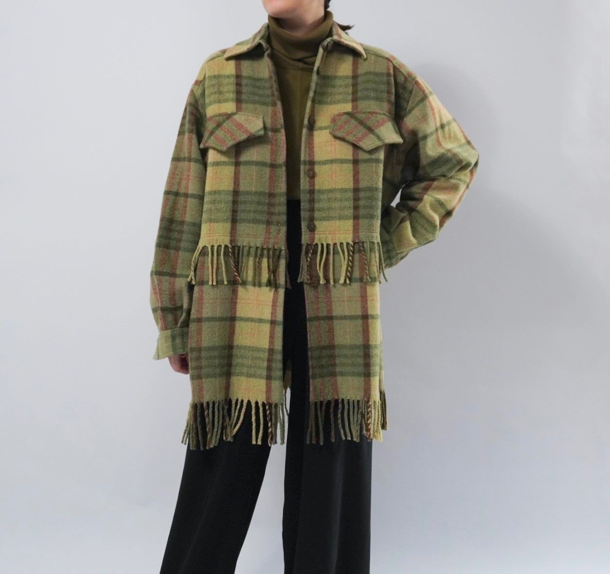 80s Plaid Fringe Design jacket Made in Italy