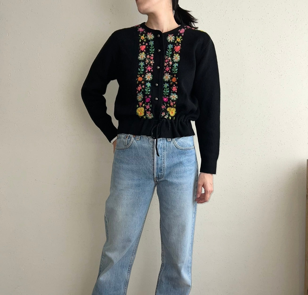 80s Embroidery Knit Cardigan