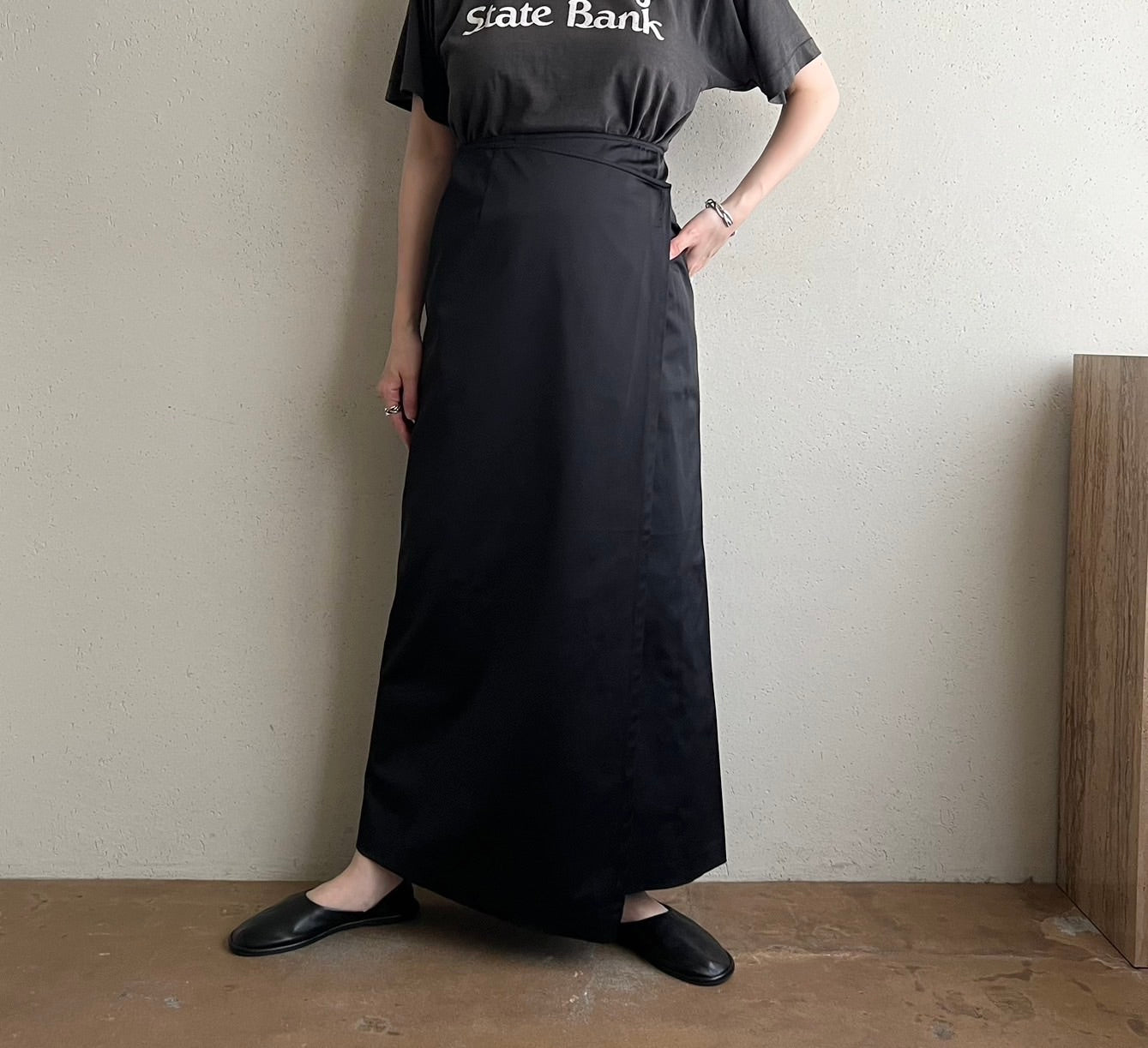 90s Black Wrap Skirt
