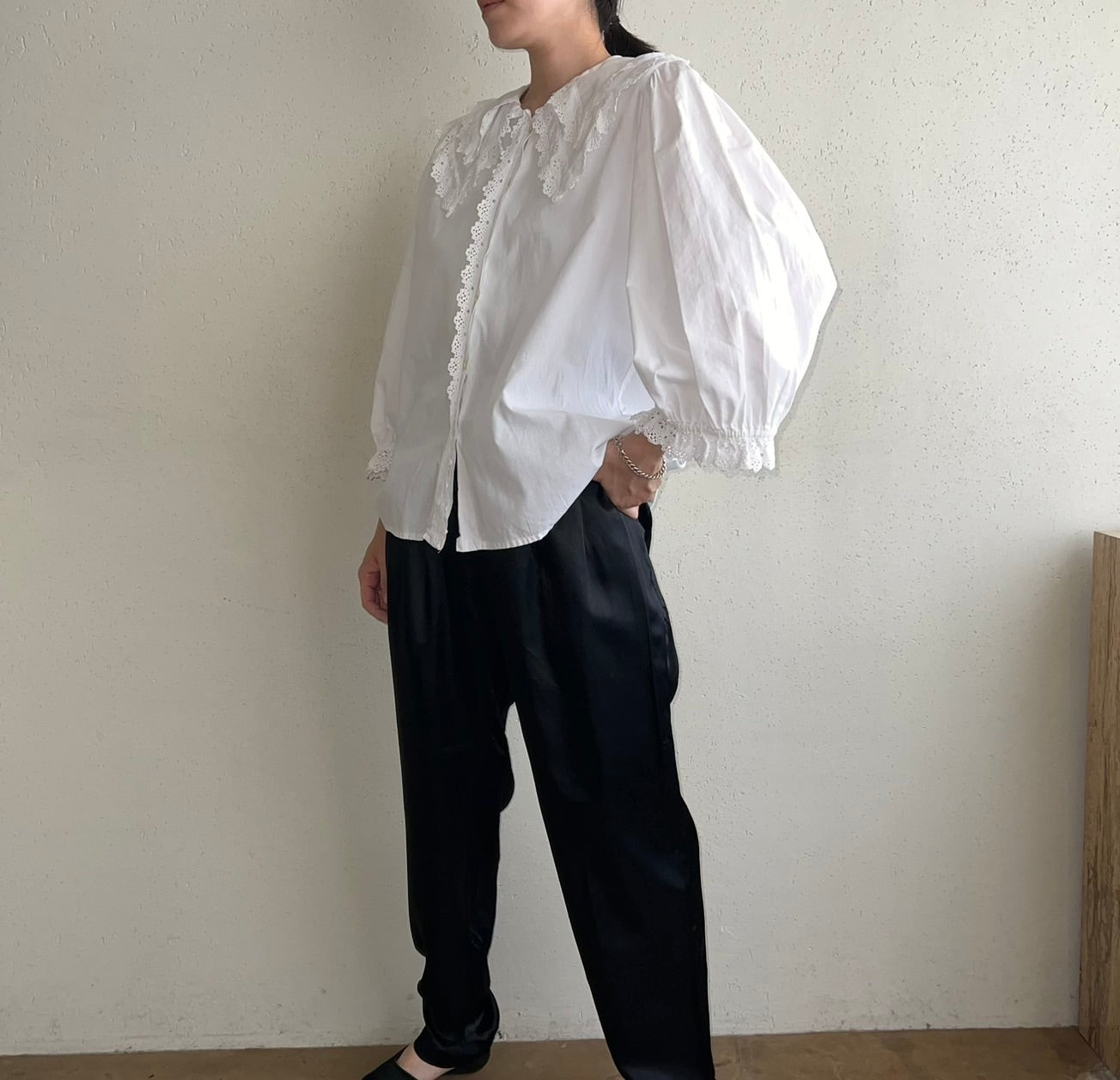 90s Cotton Lace Blouse Made in Austria