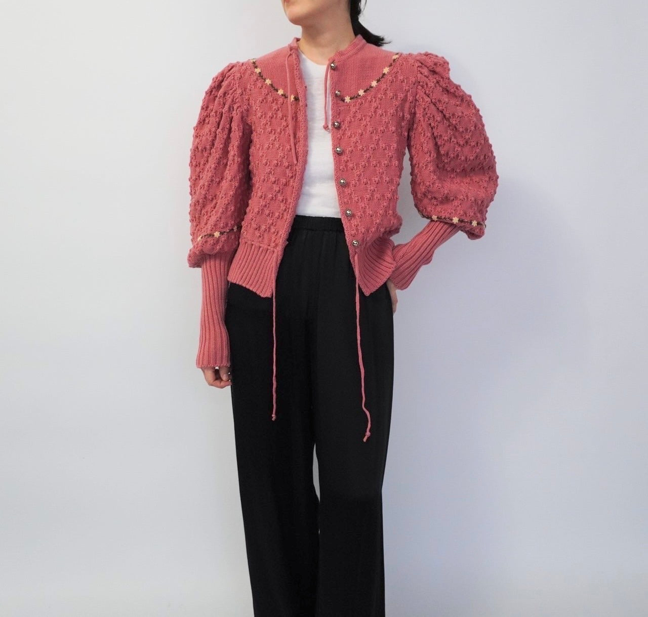 80s Embroidery Knit Cardigan